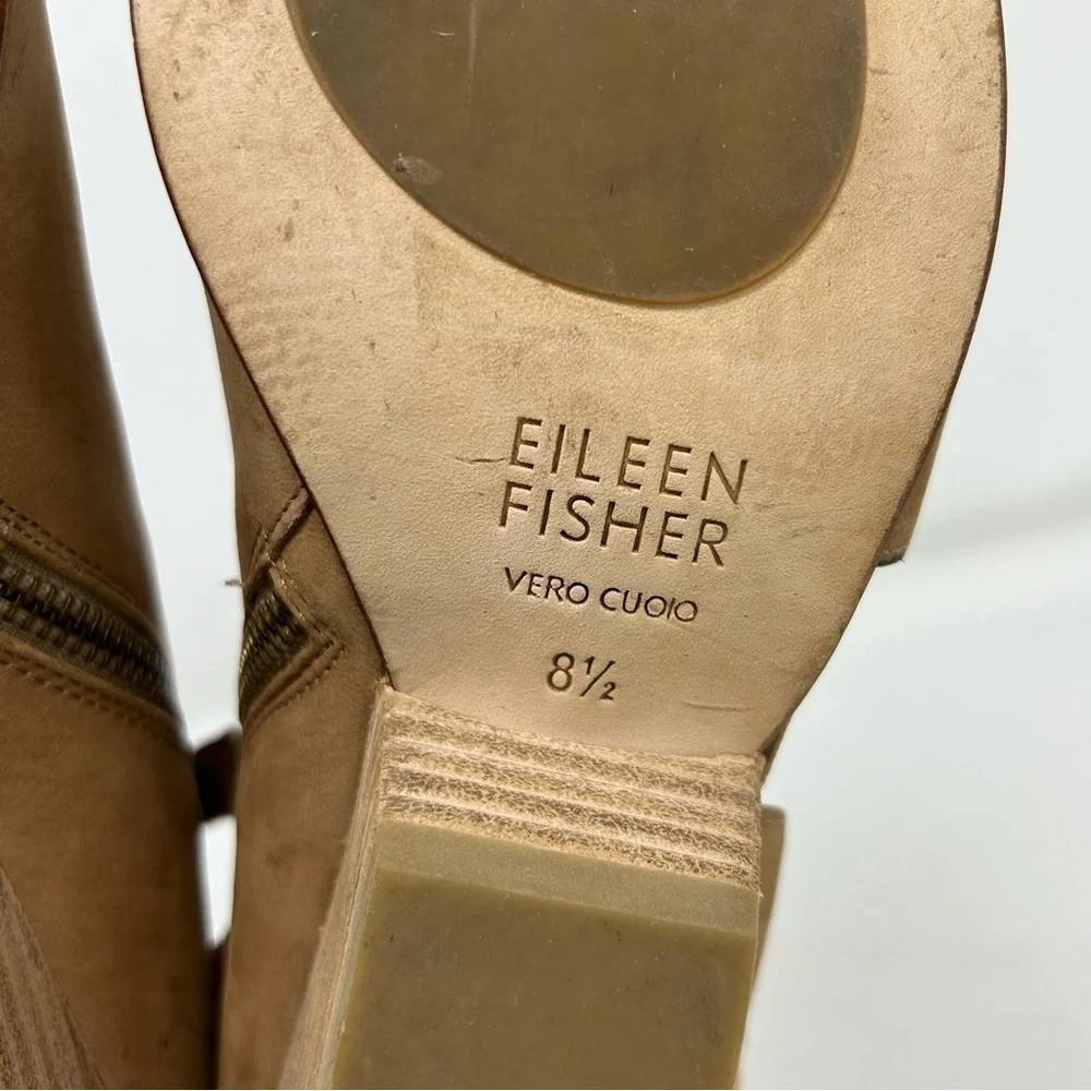 Eileen Fisher Tan Light Brown Leather Heeled D'Orsay Heeled Sandals Size 8.5